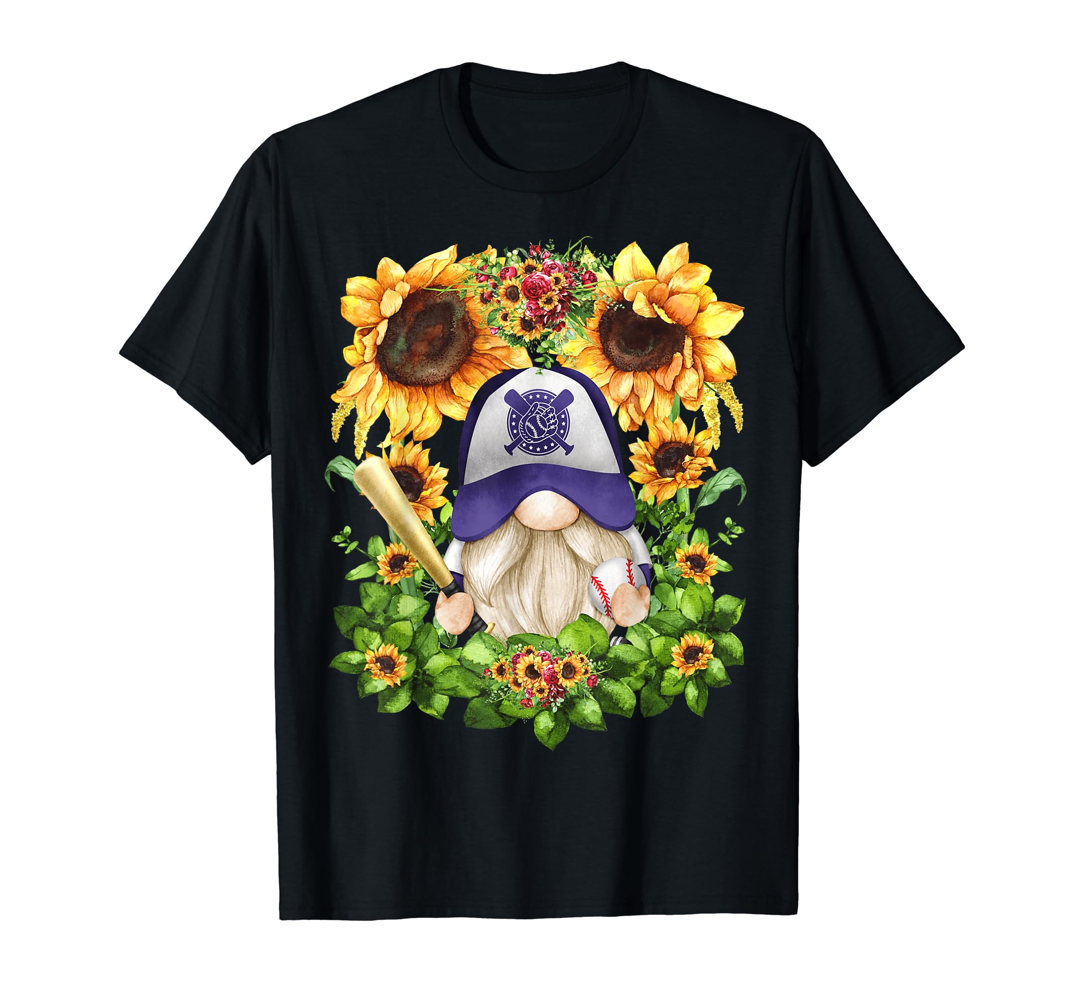 Sunflower Baseball Gnome And Baseball T-Shirt - Aesthetic Graphic Unisex - T-Shirt, Sweatshirt, Hoodie