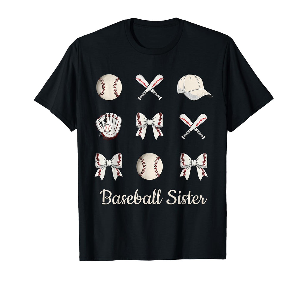 Baseball Sister Coquette Bow Sports T-Shirt - Trendy Graphic for Adults - T-Shirt, Sweatshirt, Hoodie