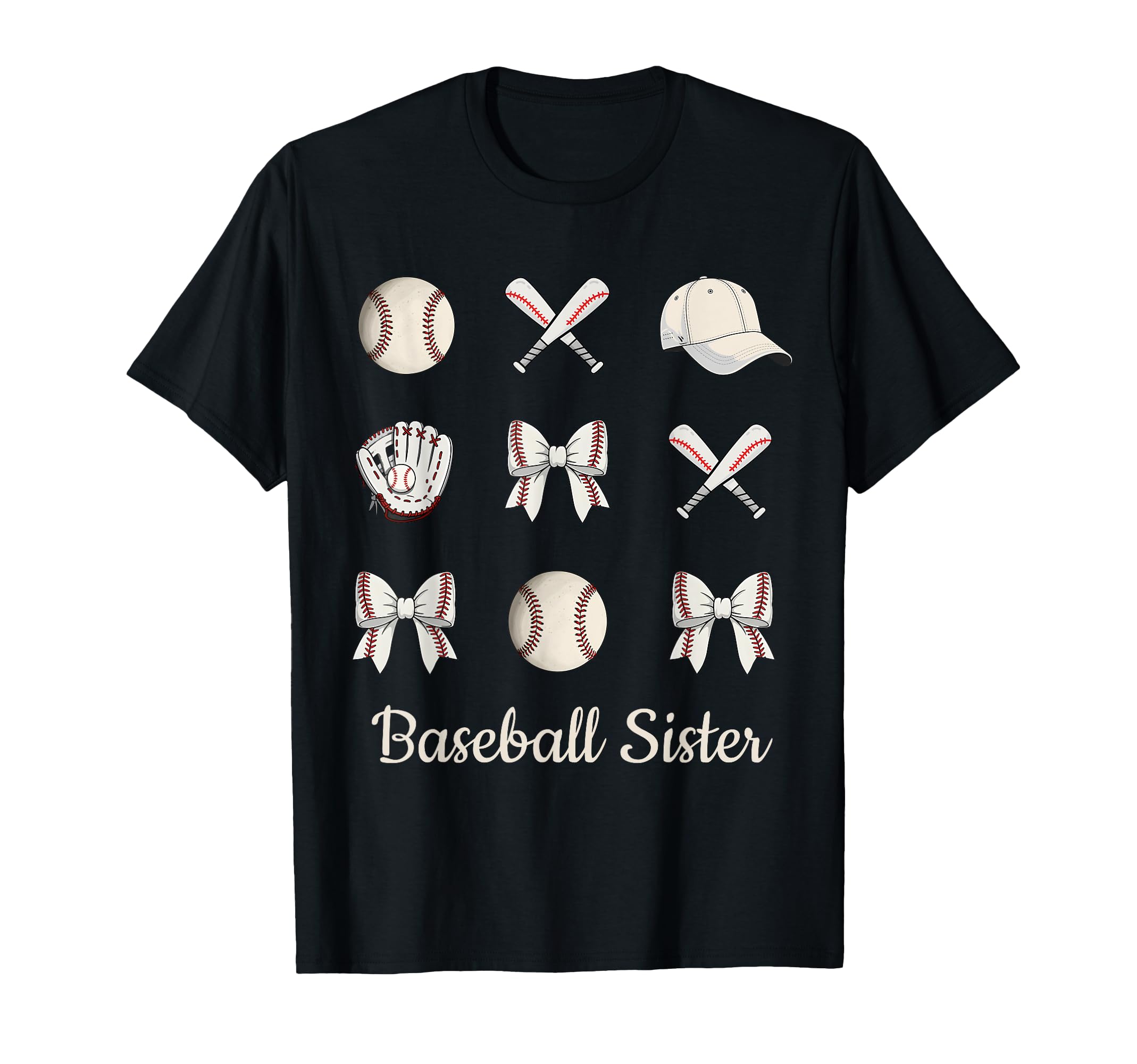 Baseball Sister Coquette Bow Sports T-Shirt - Trendy Graphic for Adults - T-Shirt, Sweatshirt, Hoodie
