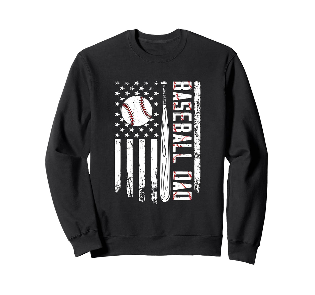 Funny Baseball Dad American Flag Sweatshirt - Unique Graphic for Adults - T-Shirt, Sweatshirt, Hoodie