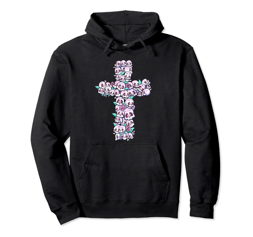 Kawaii Pastel Goth Skulls And Roses Hoodie - Trendy Graphic Men Women - T-Shirt, Sweatshirt, Hoodie