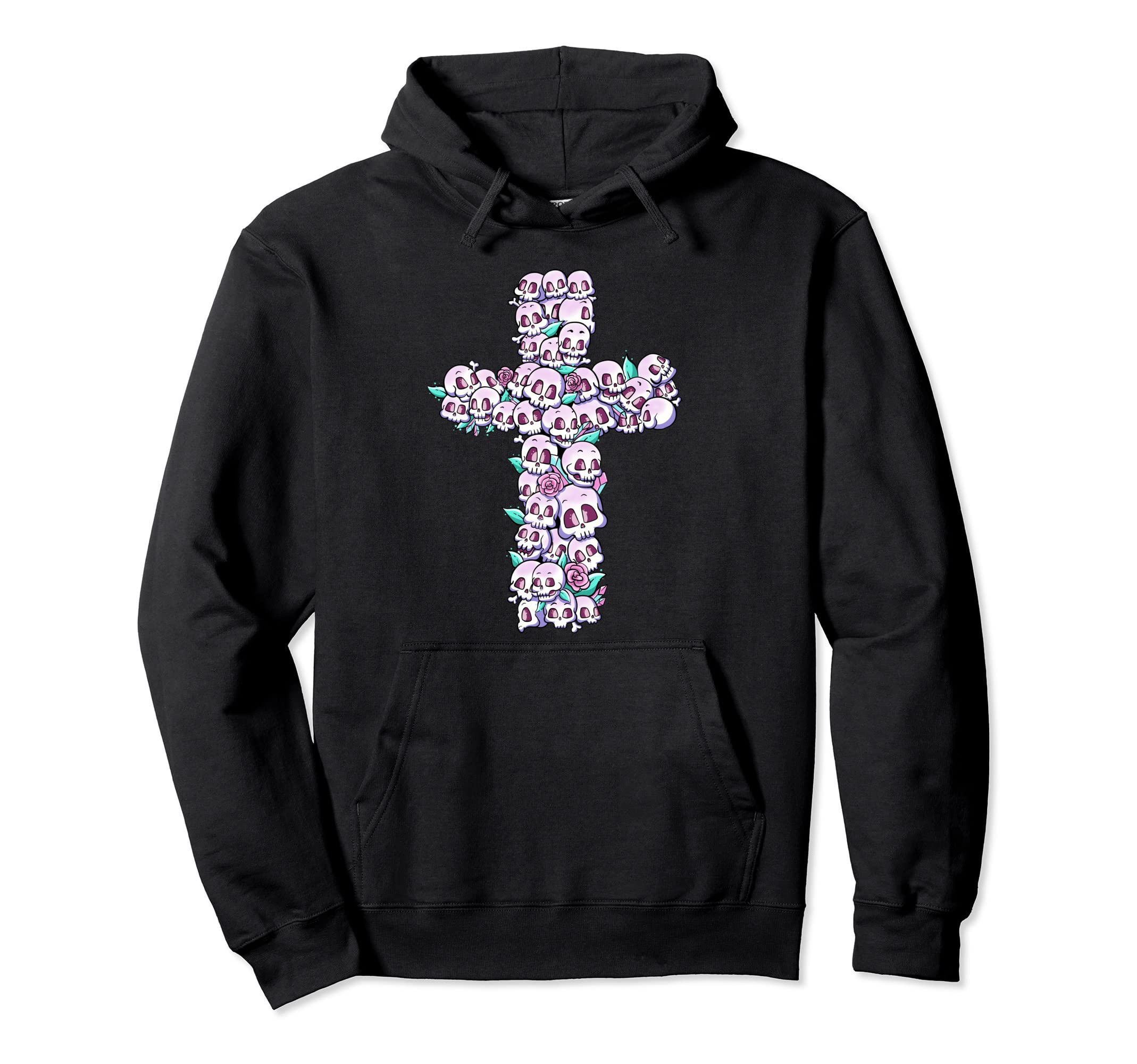 Kawaii Pastel Goth Skulls And Roses Hoodie - Trendy Graphic Men Women - T-Shirt, Sweatshirt, Hoodie