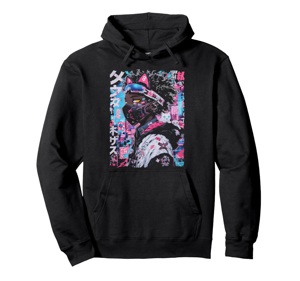 Japanese Streetwear Afro Cyberpunk Y2K Hoodie - Trendy Graphic for Adults - T-Shirt, Sweatshirt, Hoodie