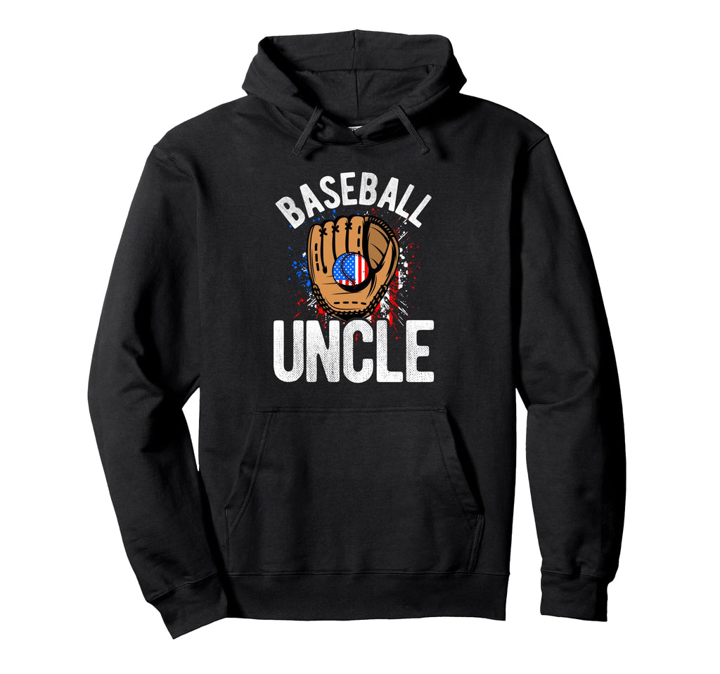 Baseball Uncle Usa Flag Hoodie - Unique Graphic Unisex - T-Shirt, Sweatshirt, Hoodie