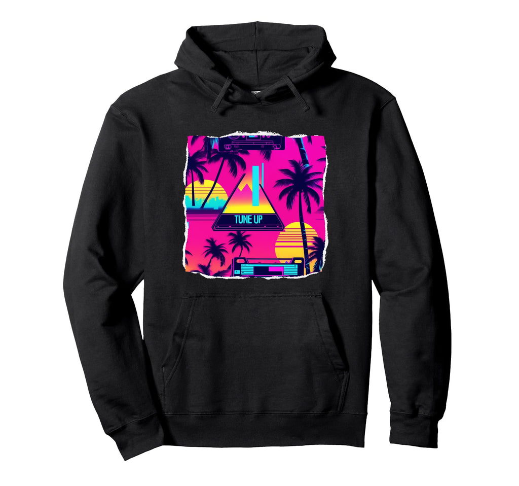 80S Neon Art Geometric Palm Tree Hoodie - Casual Everyday Wear Unisex - T-Shirt, Sweatshirt, Hoodie