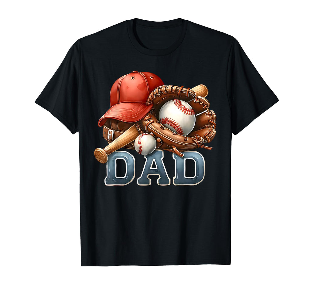 Proud Baseball Dad Glove Happy T-Shirt - Casual Everyday Wear Men Women - T-Shirt, Sweatshirt, Hoodie