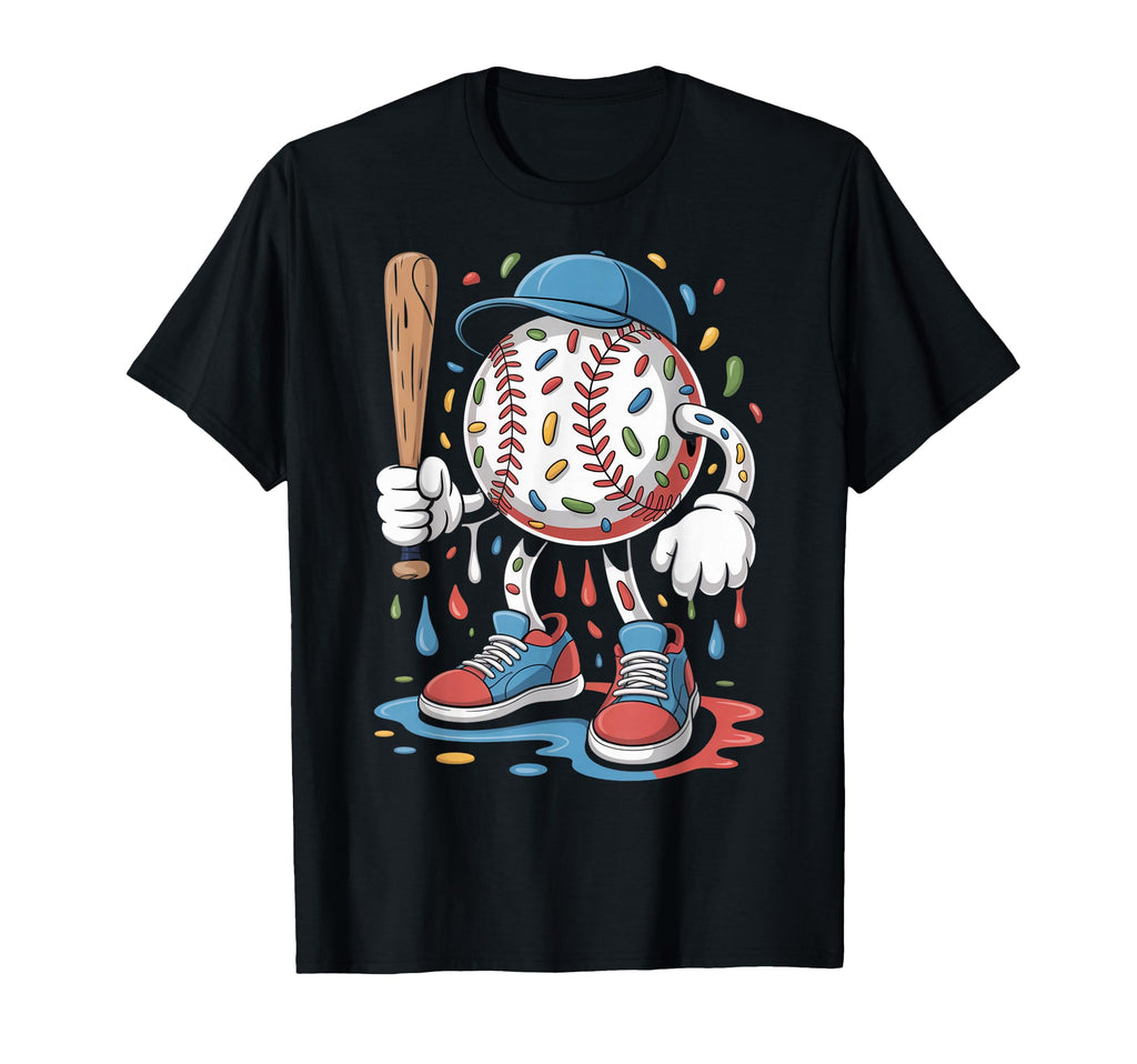 Melting Slime Sprinkle Baseball Mascot Bat T-Shirt - Graphic Print Unisex - T-Shirt, Sweatshirt, Hoodie