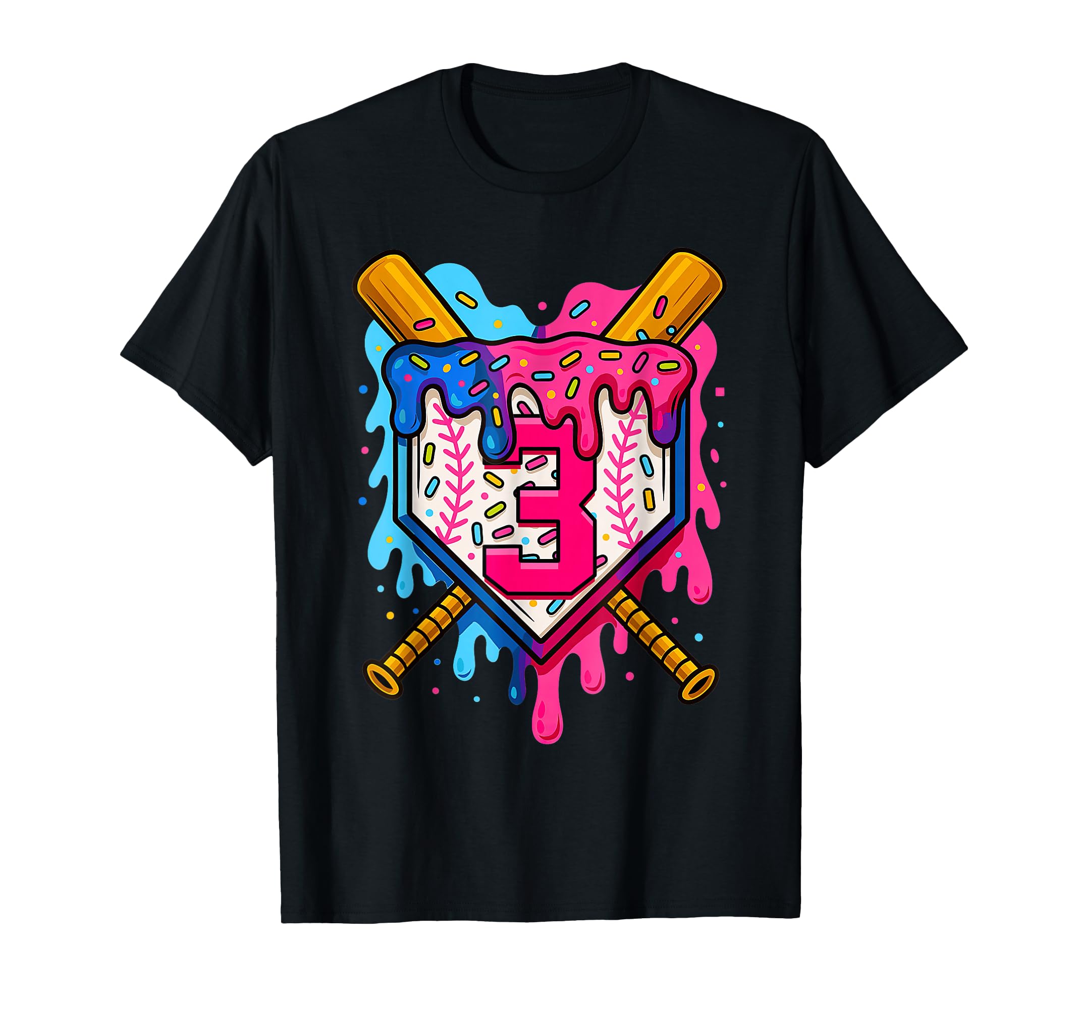 3Rd Baseball Birthday Ice Cream Drip 3 T-Shirt - Unique Graphic for Adults - T-Shirt, Sweatshirt, Hoodie