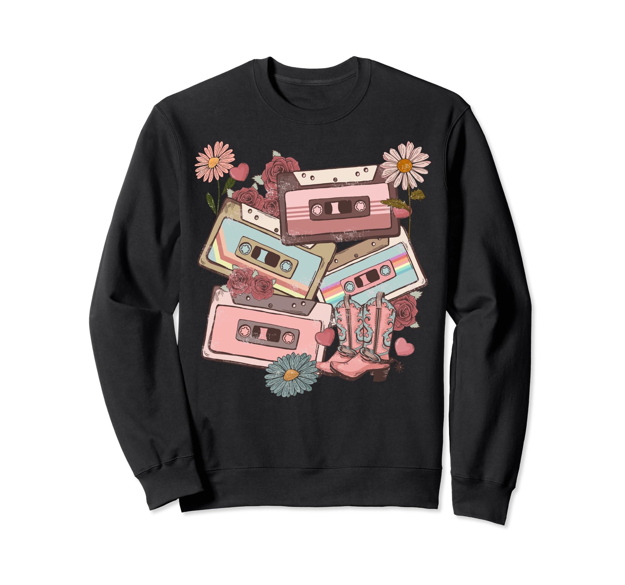 Cassette Tapes Wildflower Sweatshirt - Fun Novelty Design for Adults - T-Shirt, Sweatshirt, Hoodie