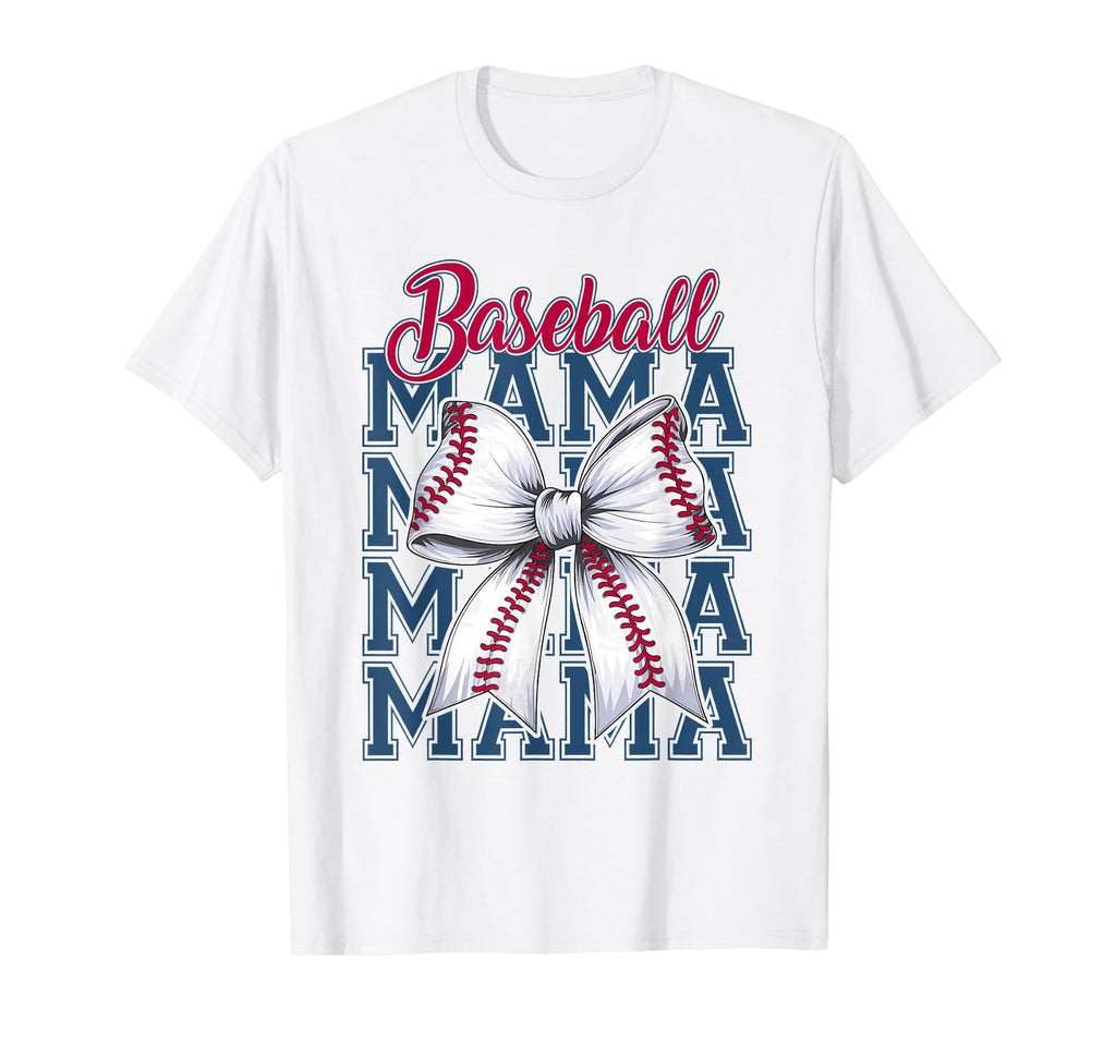 Baseball Mom Coquette Bow Mothers Day T-Shirt - Custom Art Print Men Women - T-Shirt, Sweatshirt, Hoodie