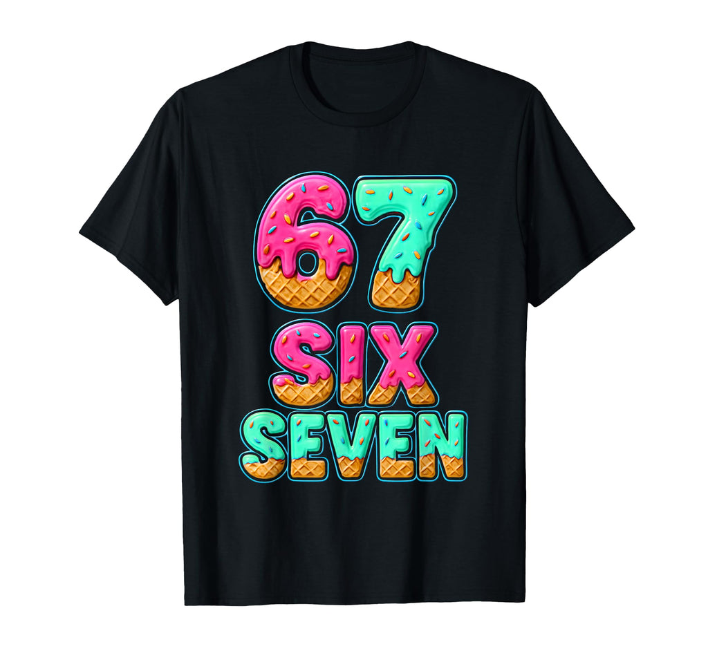 67 Ice Cream Drip Baseball Six Seven T-Shirt - Minimalist Print for Adults - T-Shirt, Sweatshirt, Hoodie