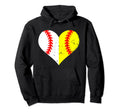 Baseball Softball Heart Funny Hoodie - Minimalist Print for Adults - T-Shirt, Sweatshirt, Hoodie