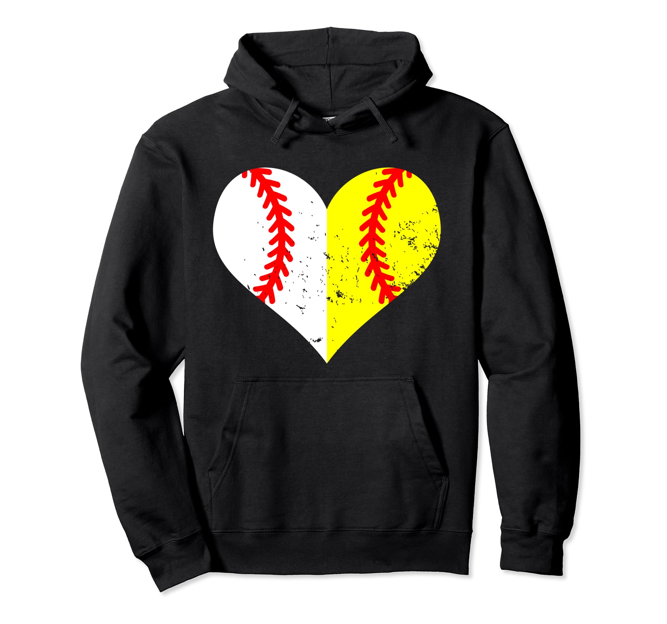 Baseball Softball Heart Funny Hoodie - Minimalist Print for Adults - T-Shirt, Sweatshirt, Hoodie