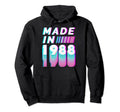 Made 1988 Vaporwave Aesthetic 33Rd Birthday Hoodie - Novelty Apparel Unisex - T-Shirt, Sweatshirt, Hoodie