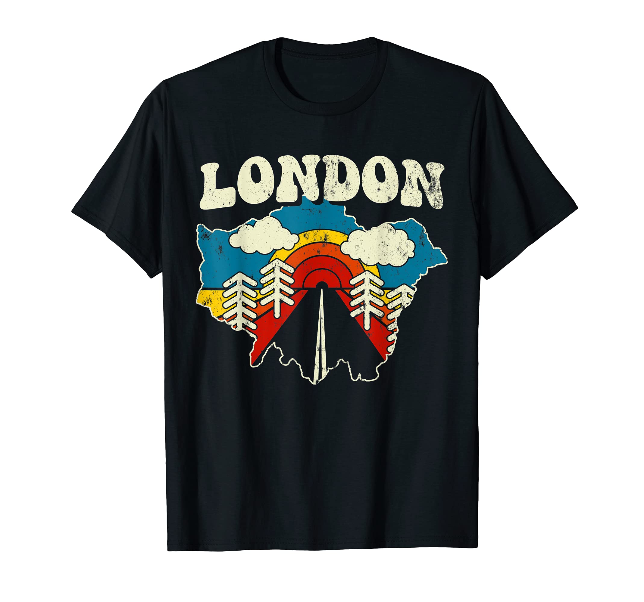 London English City Rainbow England 70S T-Shirt - Aesthetic Graphic Unisex - T-Shirt, Sweatshirt, Hoodie