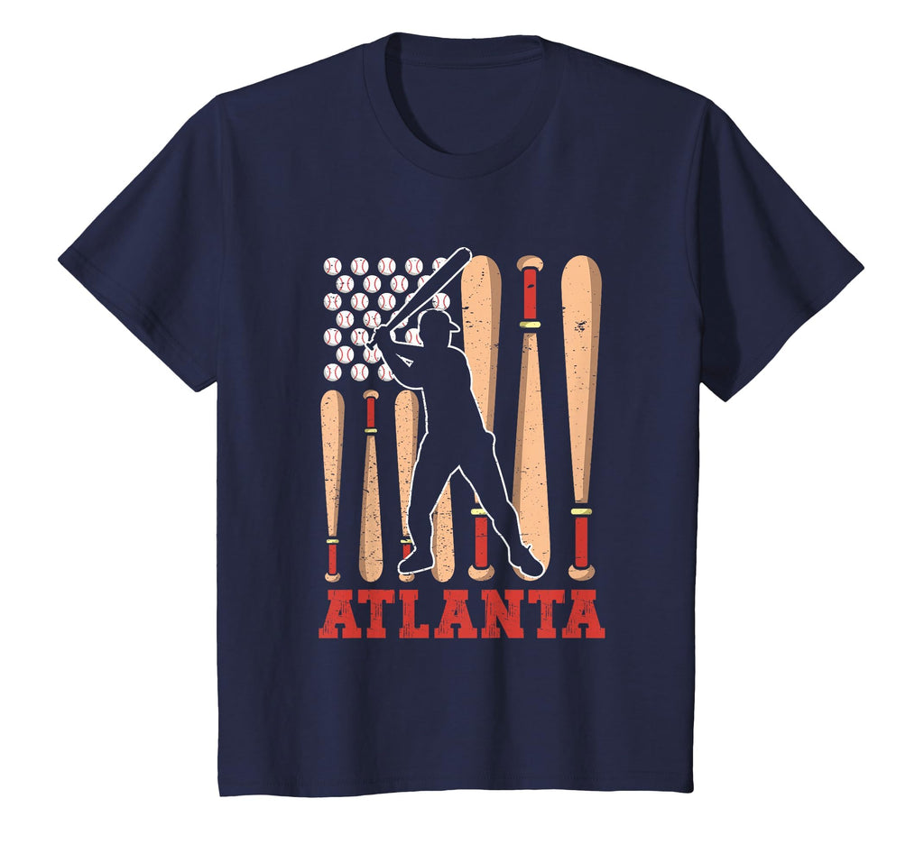 Atlanta American Flag Distressed Baseball T-Shirt - Trendy Graphic Unisex - T-Shirt, Sweatshirt, Hoodie