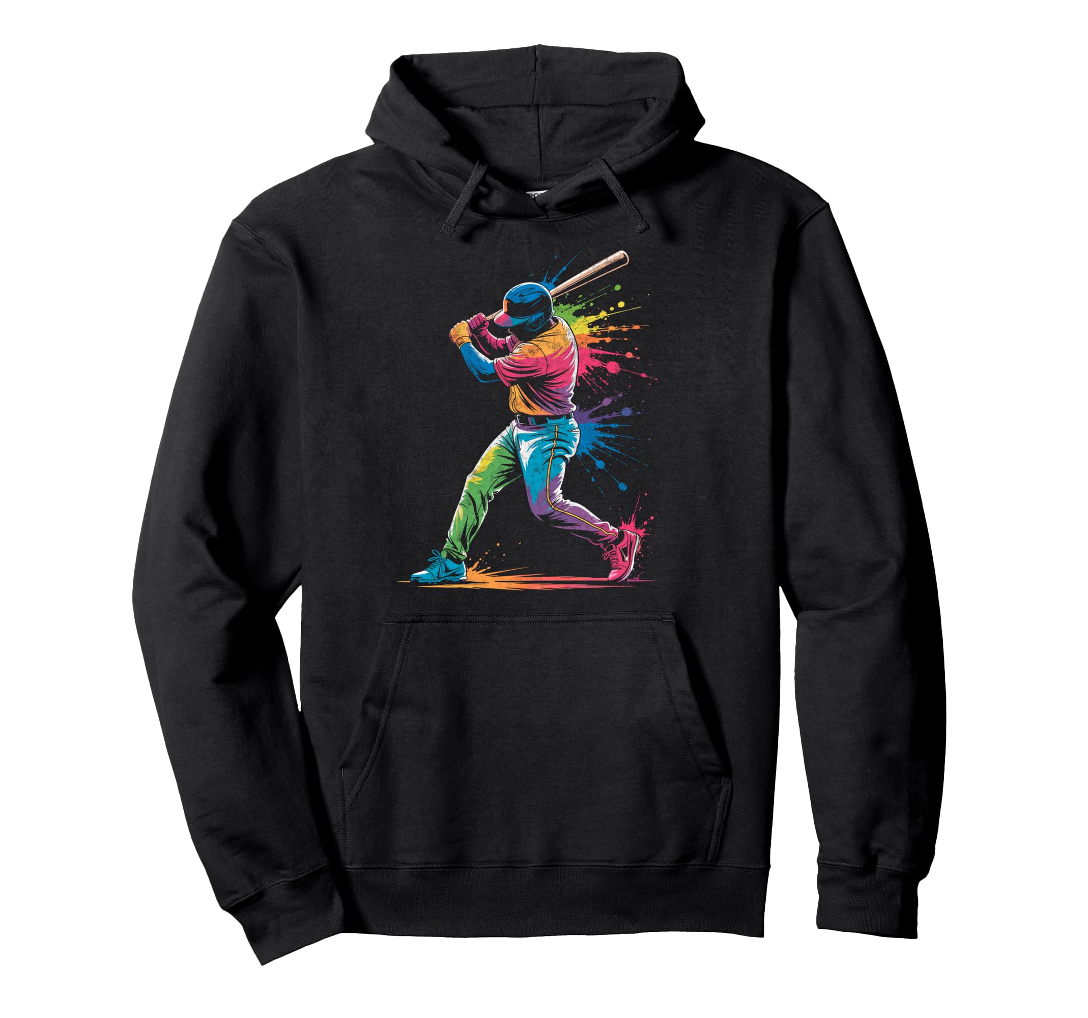 Paint Splash Baseball Player Hoodie - Casual Everyday Wear for Adults - T-Shirt, Sweatshirt, Hoodie