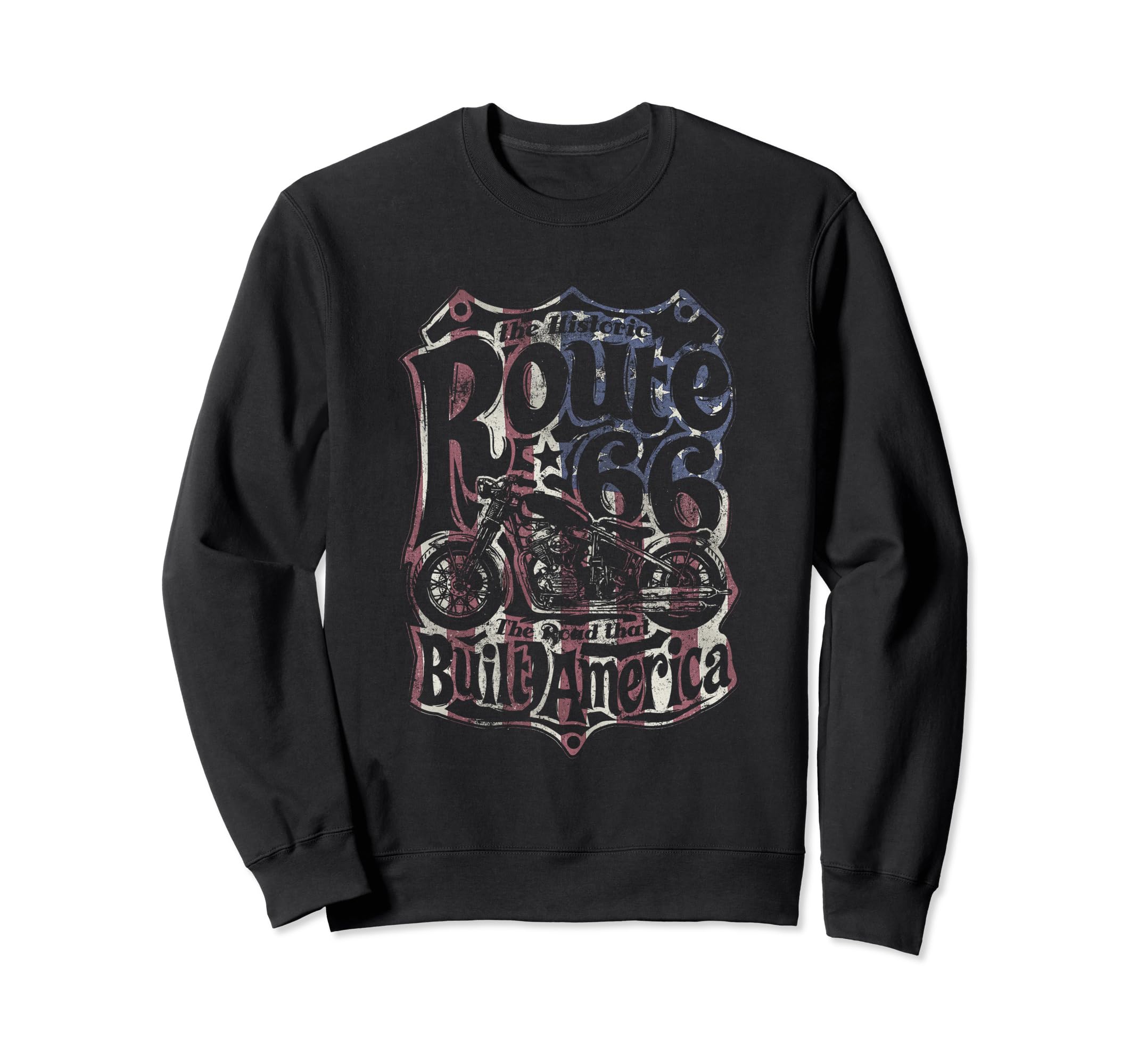 Route 66 70S Us Flag Sweatshirt - Minimalist Print for Adults - T-Shirt, Sweatshirt, Hoodie