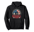 Funny Baseball Mom Usa Flag Hoodie - Fun Novelty Design Men Women - T-Shirt, Sweatshirt, Hoodie