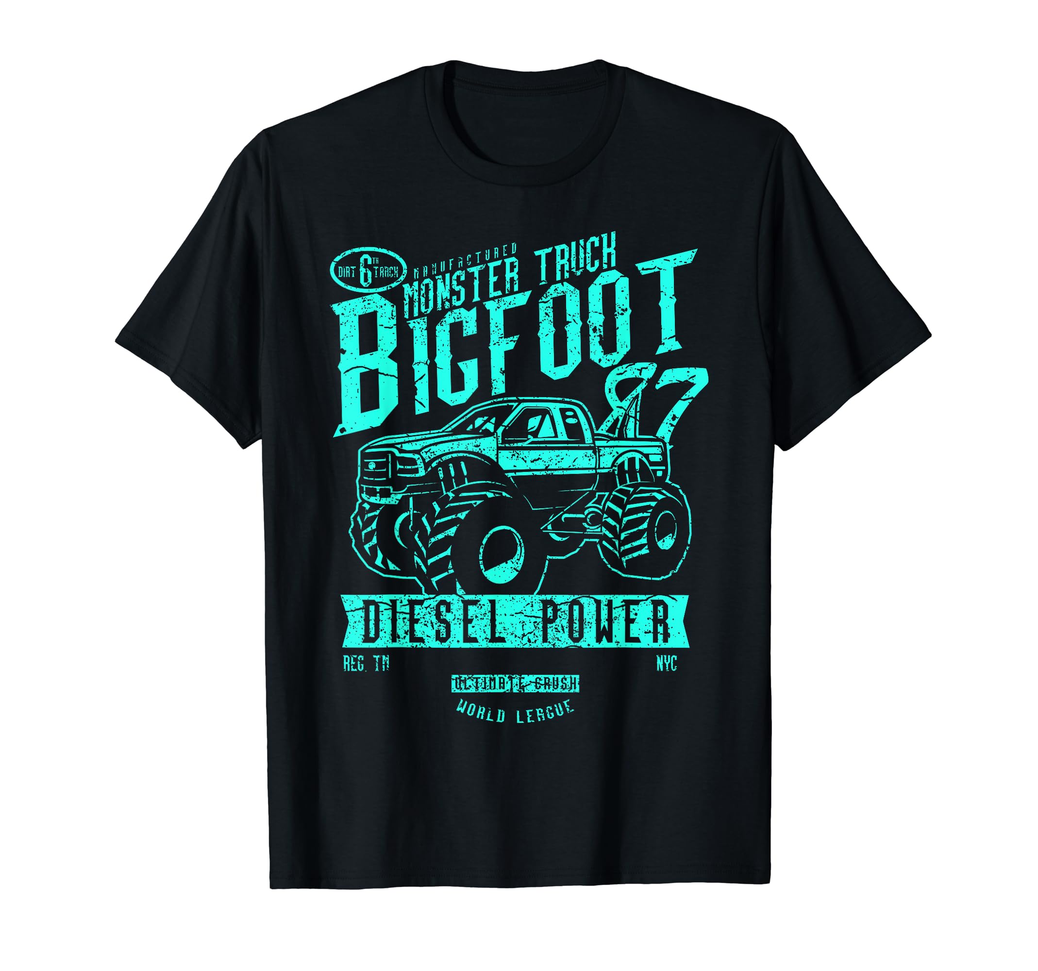 Monster Truck Distressed T-Shirt - Minimalist Print Men Women - T-Shirt, Sweatshirt, Hoodie