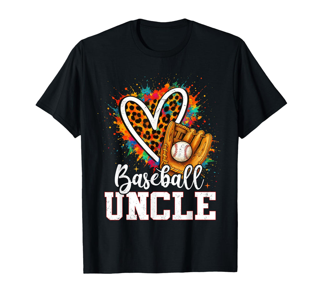 Baseball Uncle Leopard Heart Colorful T-Shirt - Graphic Print for Adults - T-Shirt, Sweatshirt, Hoodie