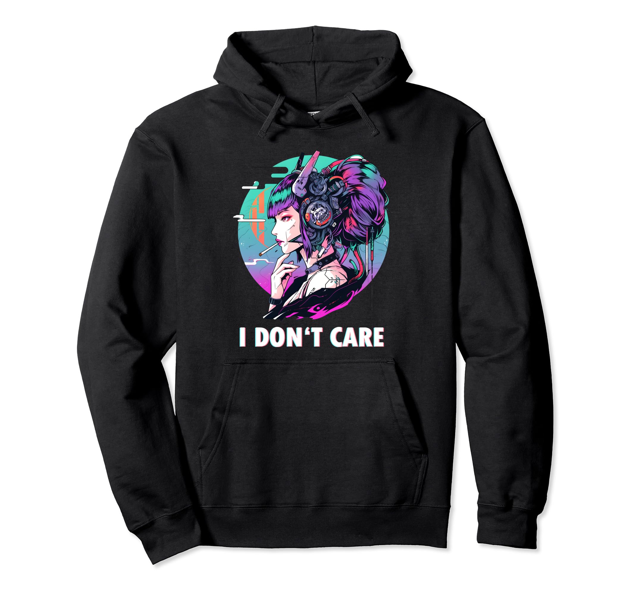 Aesthetic Vaporwave I Dont Care Japanese Hoodie - Novelty Apparel Unisex - T-Shirt, Sweatshirt, Hoodie