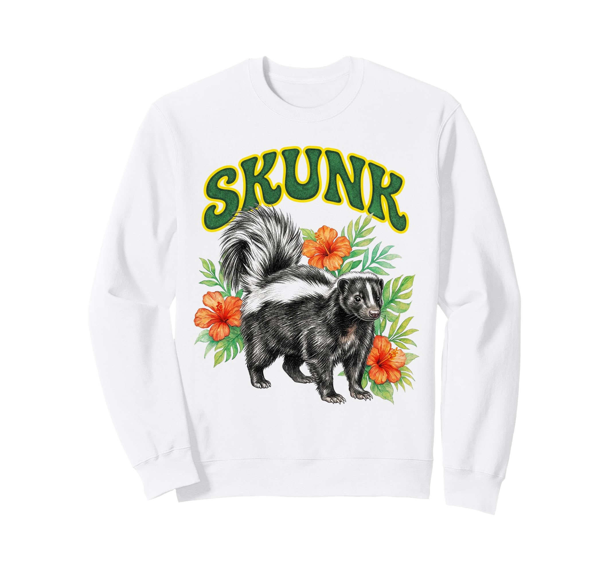Skunk Groovy Floral Skunk Watercolor Sweatshirt - Graphic Print Unisex - T-Shirt, Sweatshirt, Hoodie