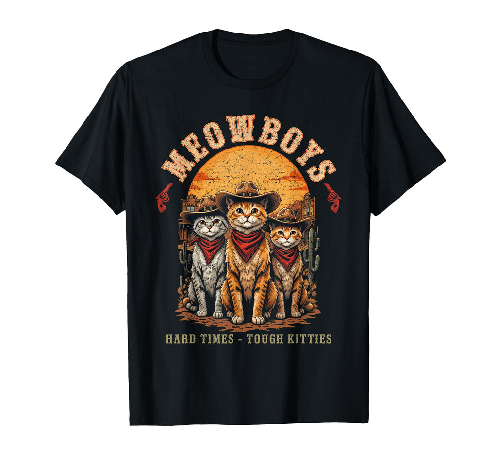 Meowboys Cat Funny Western Cowboy Cats T-Shirt - Graphic Print Men Women - T-Shirt, Sweatshirt, Hoodie