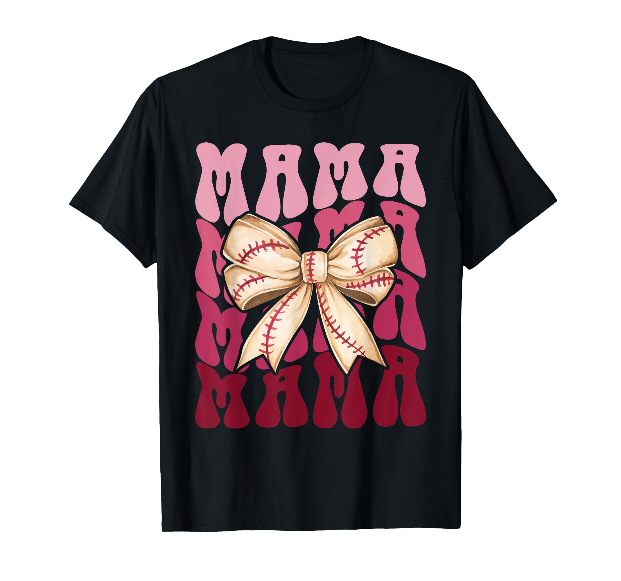 Mama Mom Mommy Baseball Coquette Bow T-Shirt - Trendy Graphic for Adults - T-Shirt, Sweatshirt, Hoodie