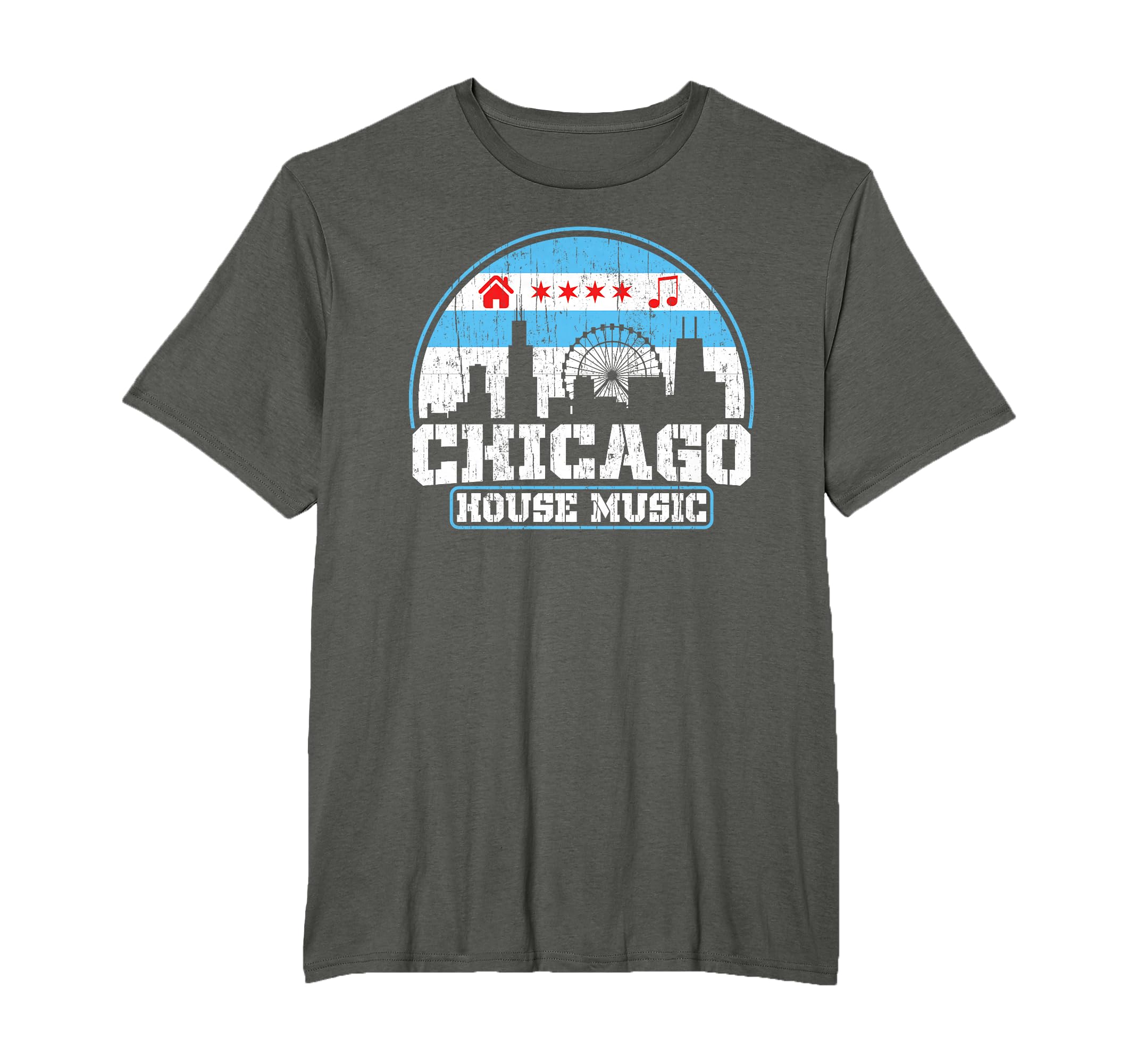 Chicago House Music Skyline Dj Gift T-Shirt - Minimalist Print for Adults - T-Shirt, Sweatshirt, Hoodie