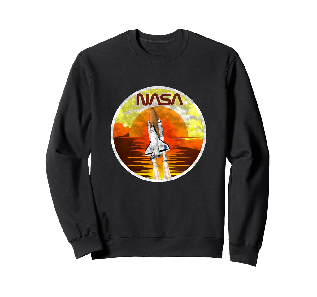 Nasa Space Shuttle Sunset Worm Logo Sweatshirt - Aesthetic Graphic Unisex - T-Shirt, Sweatshirt, Hoodie