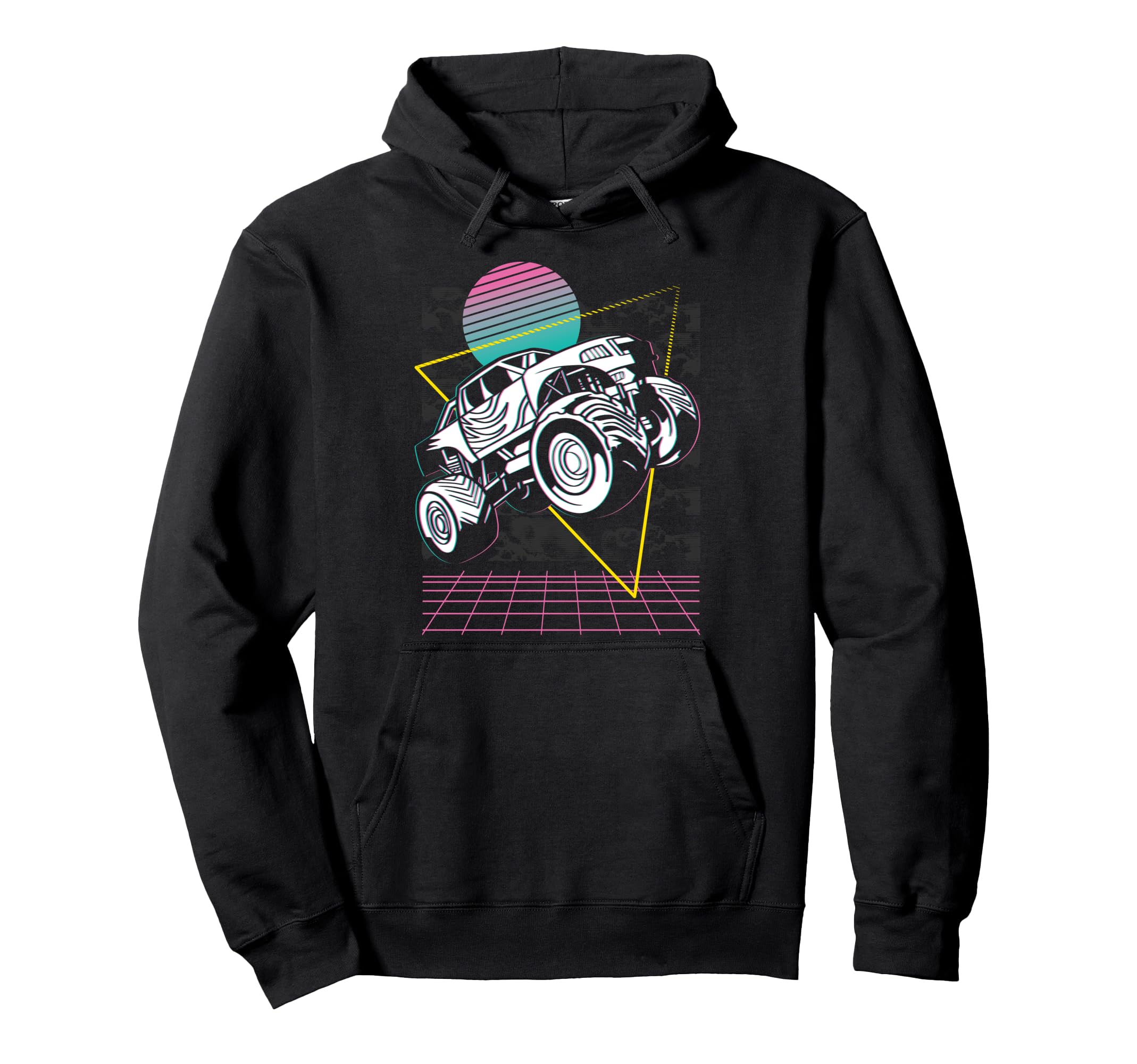 Vaporwave Aesthetic Monster Truck Offroad Hoodie - Graphic Print Unisex - T-Shirt, Sweatshirt, Hoodie