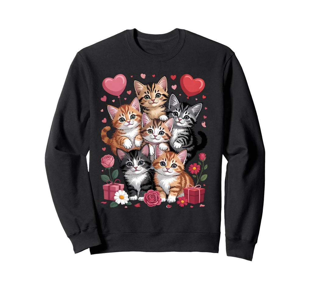 Kitten 90S Cats Boho Floral Cat Sweatshirt - Unique Graphic Men Women - T-Shirt, Sweatshirt, Hoodie