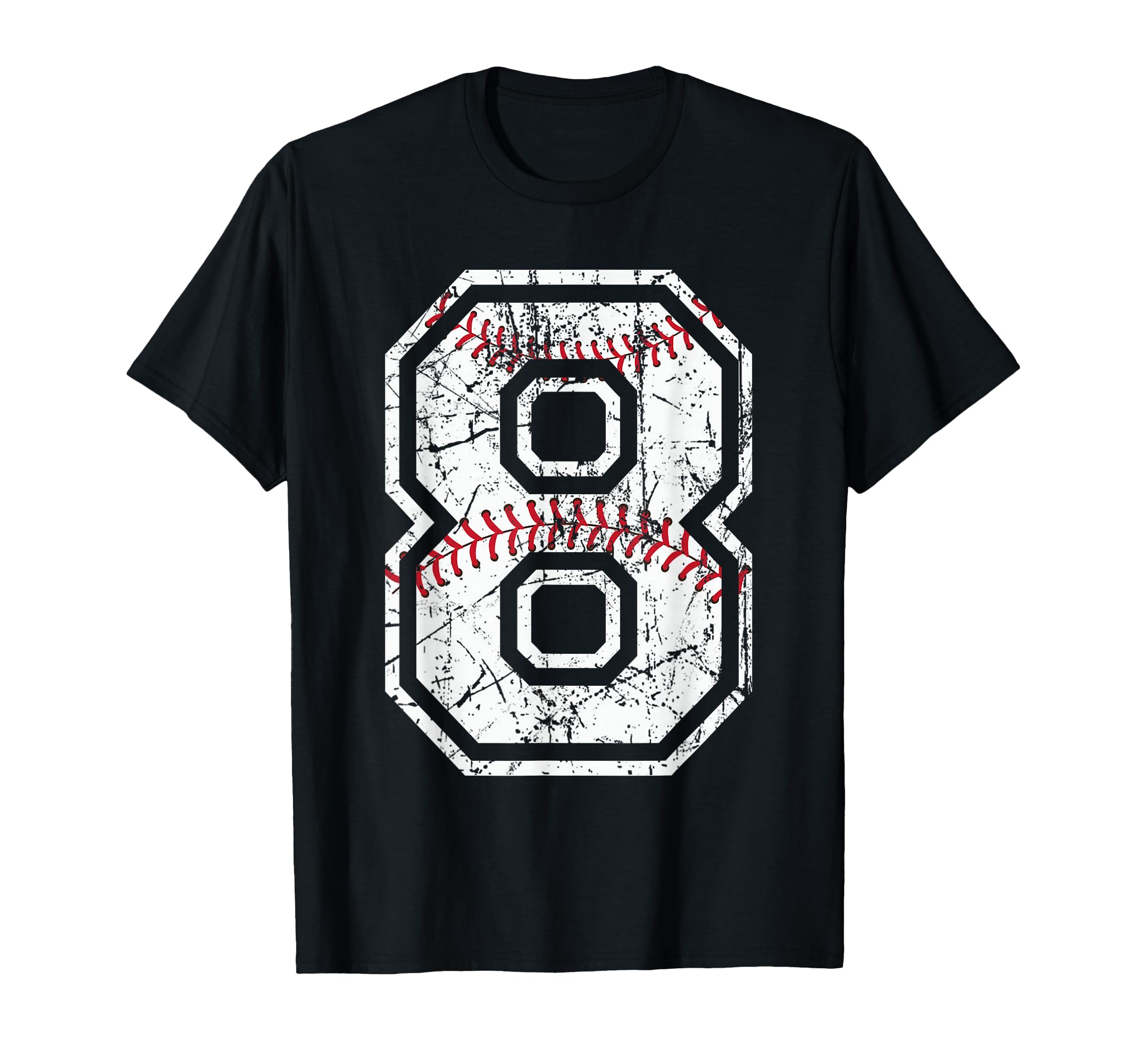 Baseball Jersey Number 8 Distressed T-Shirt - Trendy Graphic for Adults - T-Shirt, Sweatshirt, Hoodie