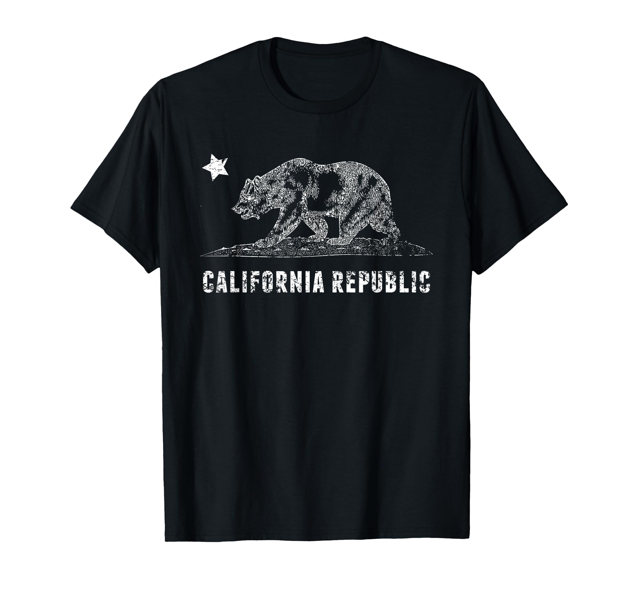 Ca Republic Bear Star Distressed T-Shirt - Unique Graphic Unisex - T-Shirt, Sweatshirt, Hoodie