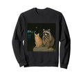 Raccoon Cat Smoking Aesthetic Night Sweatshirt - Trendy Graphic Unisex - T-Shirt, Sweatshirt, Hoodie