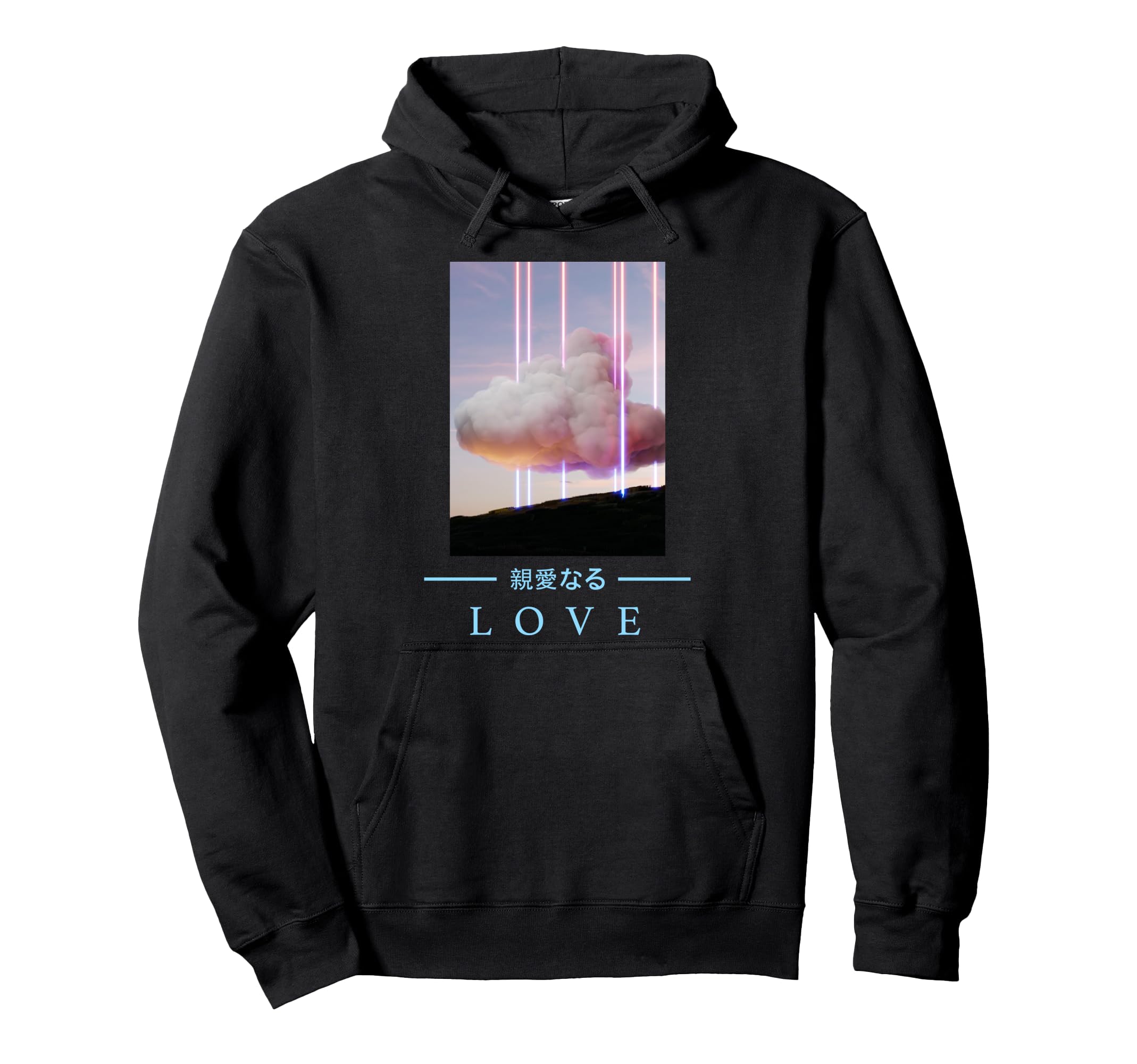 Retrowave Love Japanese Art Hoodie - Casual Everyday Wear for Adults - T-Shirt, Sweatshirt, Hoodie