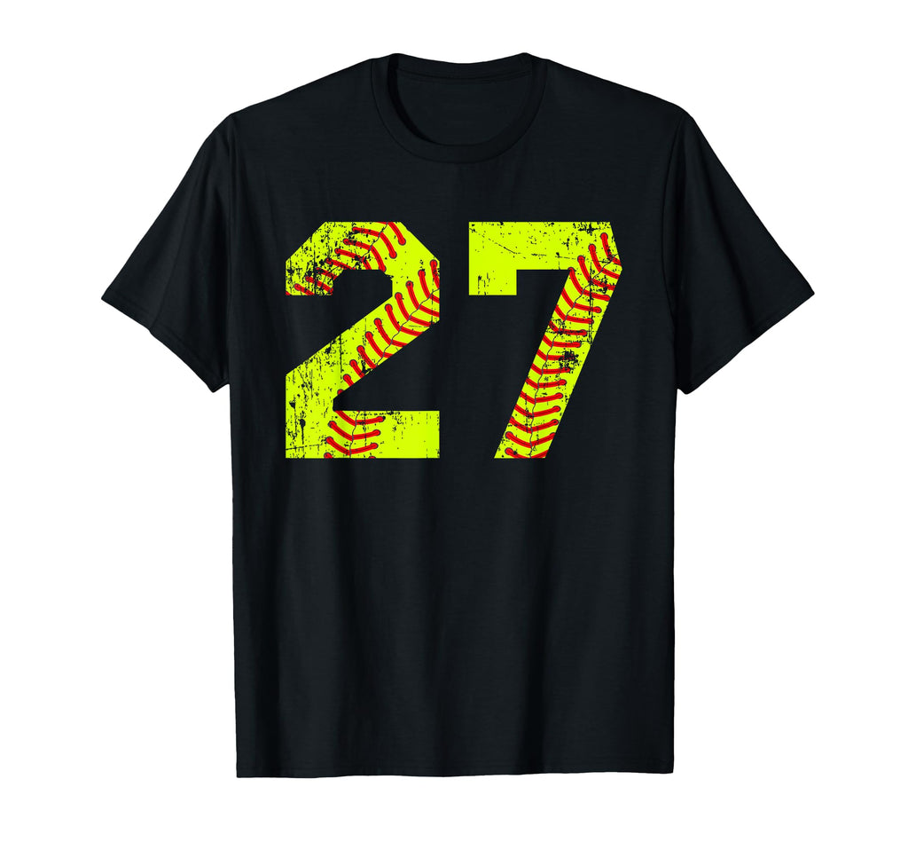 Softball 27 Jersey Number T-Shirt - Trendy Graphic for Adults - T-Shirt, Sweatshirt, Hoodie