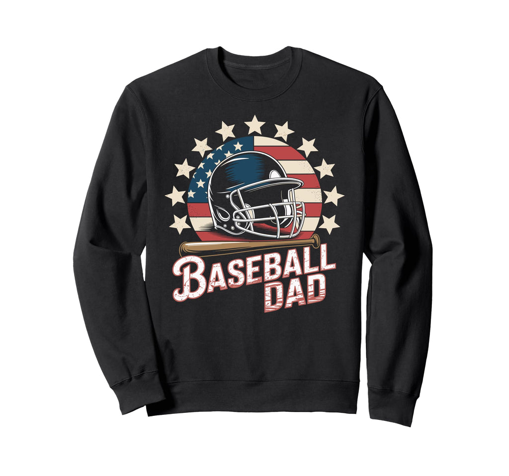 Funny Baseball Dad Usa Flag Sweatshirt - Minimalist Print Men Women - T-Shirt, Sweatshirt, Hoodie