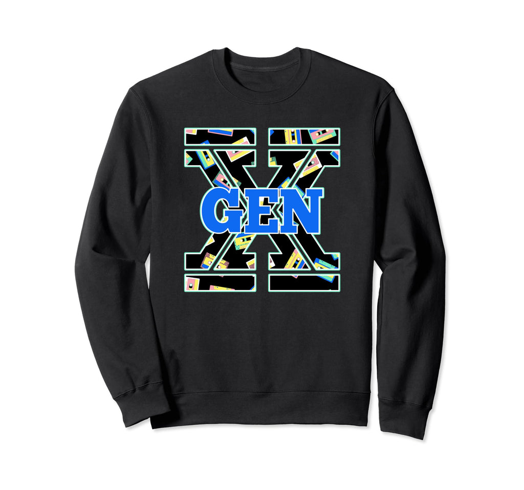 Gen X 80S Music Cassette Tape Dad Pattern Sweatshirt - Graphic Print Unisex - T-Shirt, Sweatshirt, Hoodie