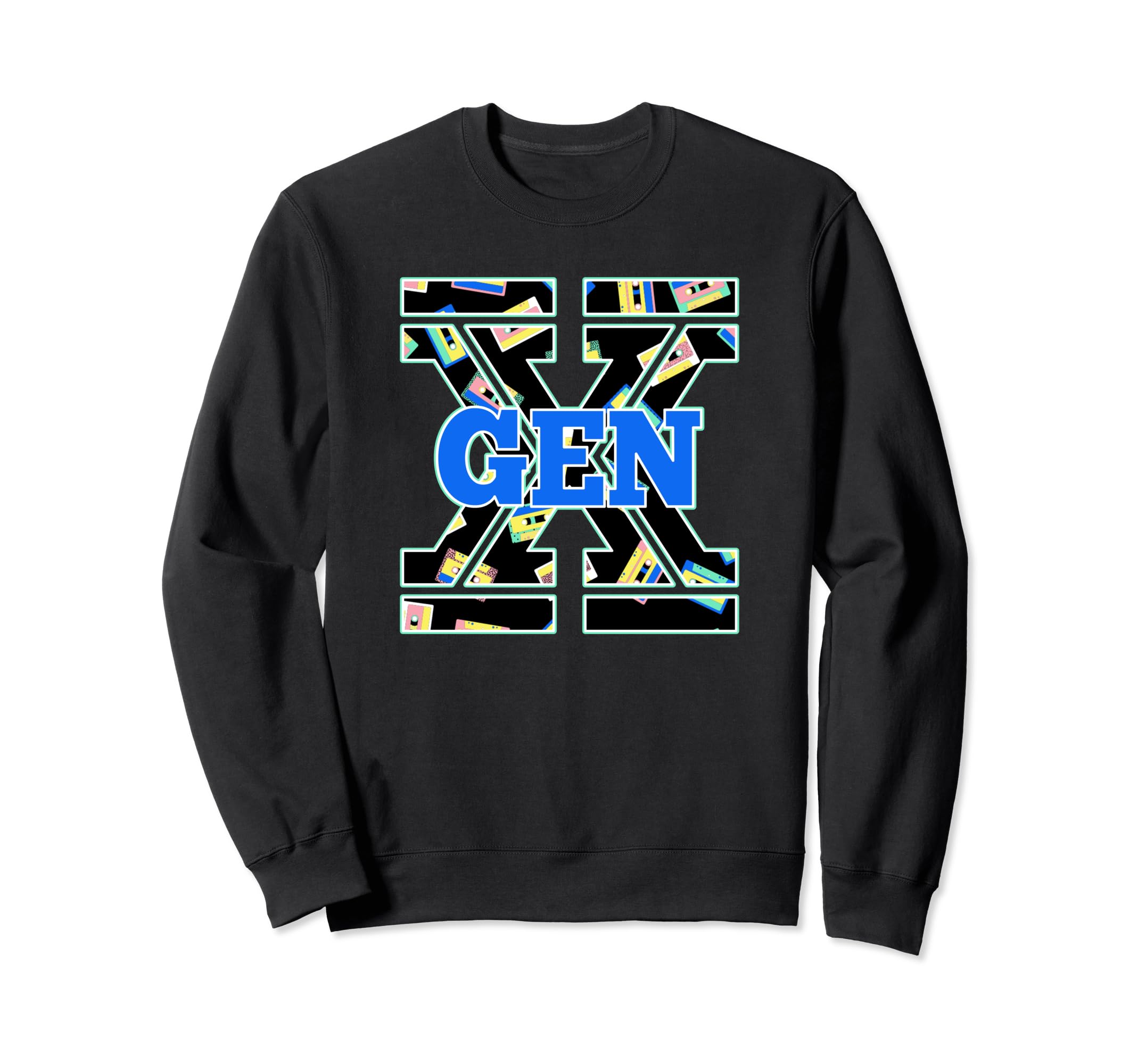 Gen X 80S Music Cassette Tape Dad Pattern Sweatshirt - Graphic Print Unisex - T-Shirt, Sweatshirt, Hoodie