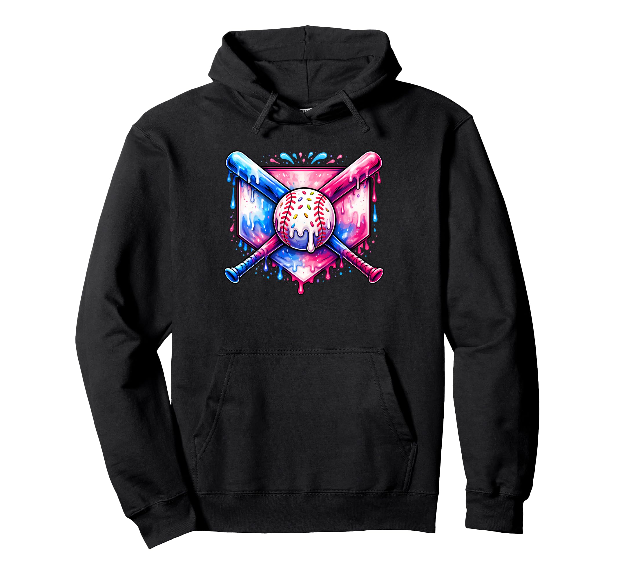 Baseball Drip Ice Cream Melting Paint Hoodie - Casual Everyday Wear Unisex - T-Shirt, Sweatshirt, Hoodie