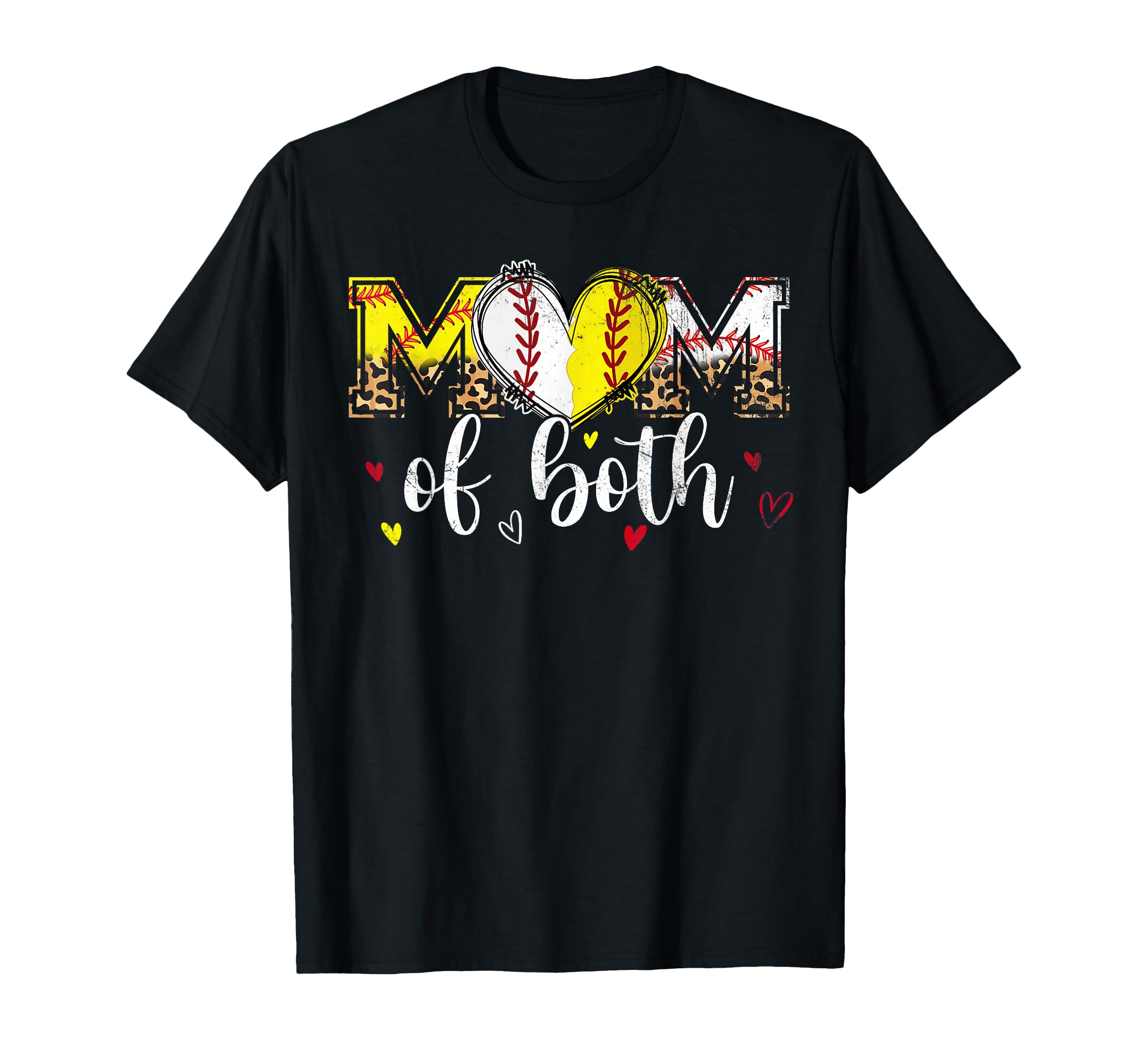 Mom Both Baseball Softball Heart T-Shirt - Trendy Graphic Men Women - T-Shirt, Sweatshirt, Hoodie