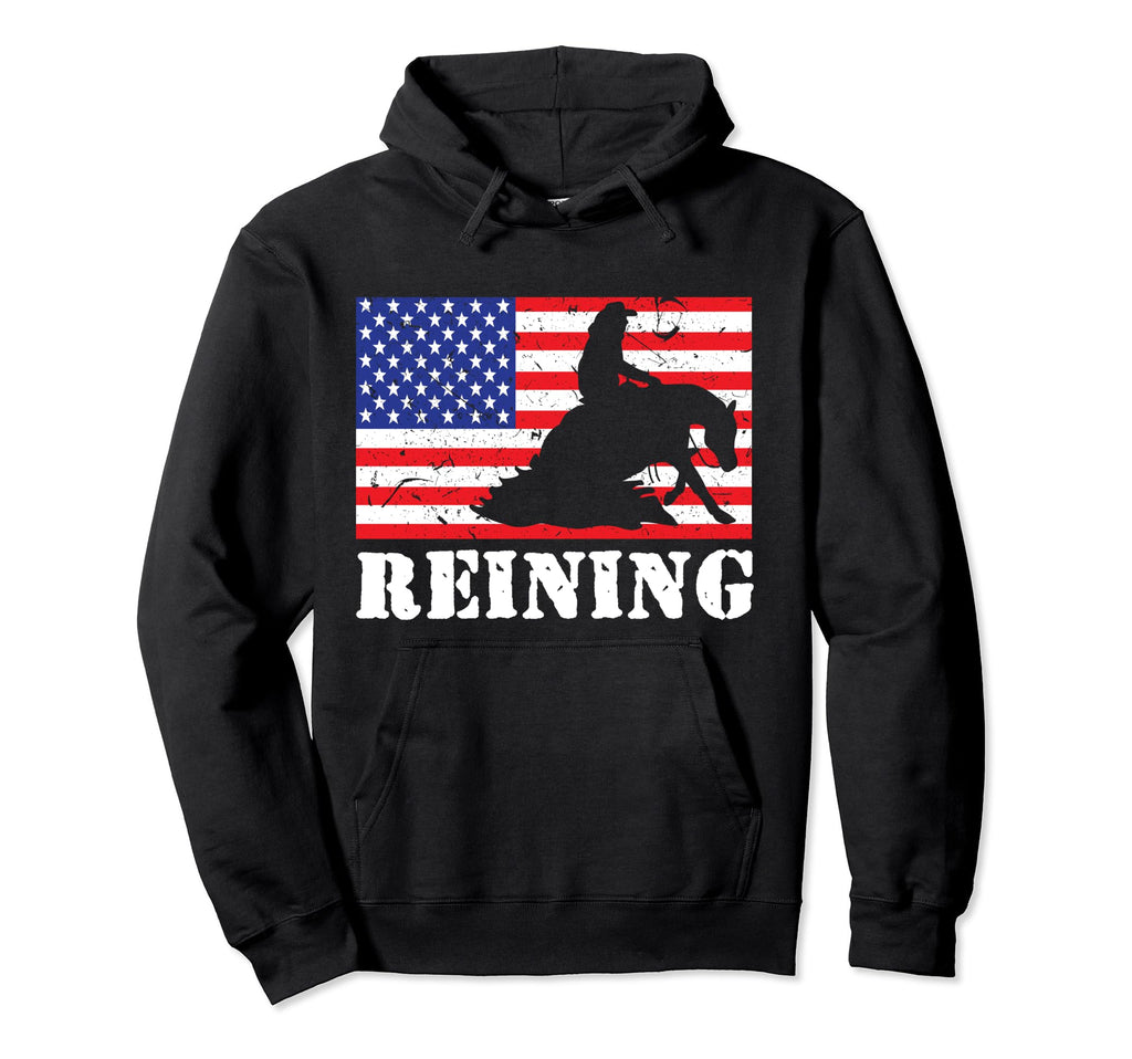 Distressed Reining Horse Usa Hoodie - Fun Novelty Design for Adults - T-Shirt, Sweatshirt, Hoodie