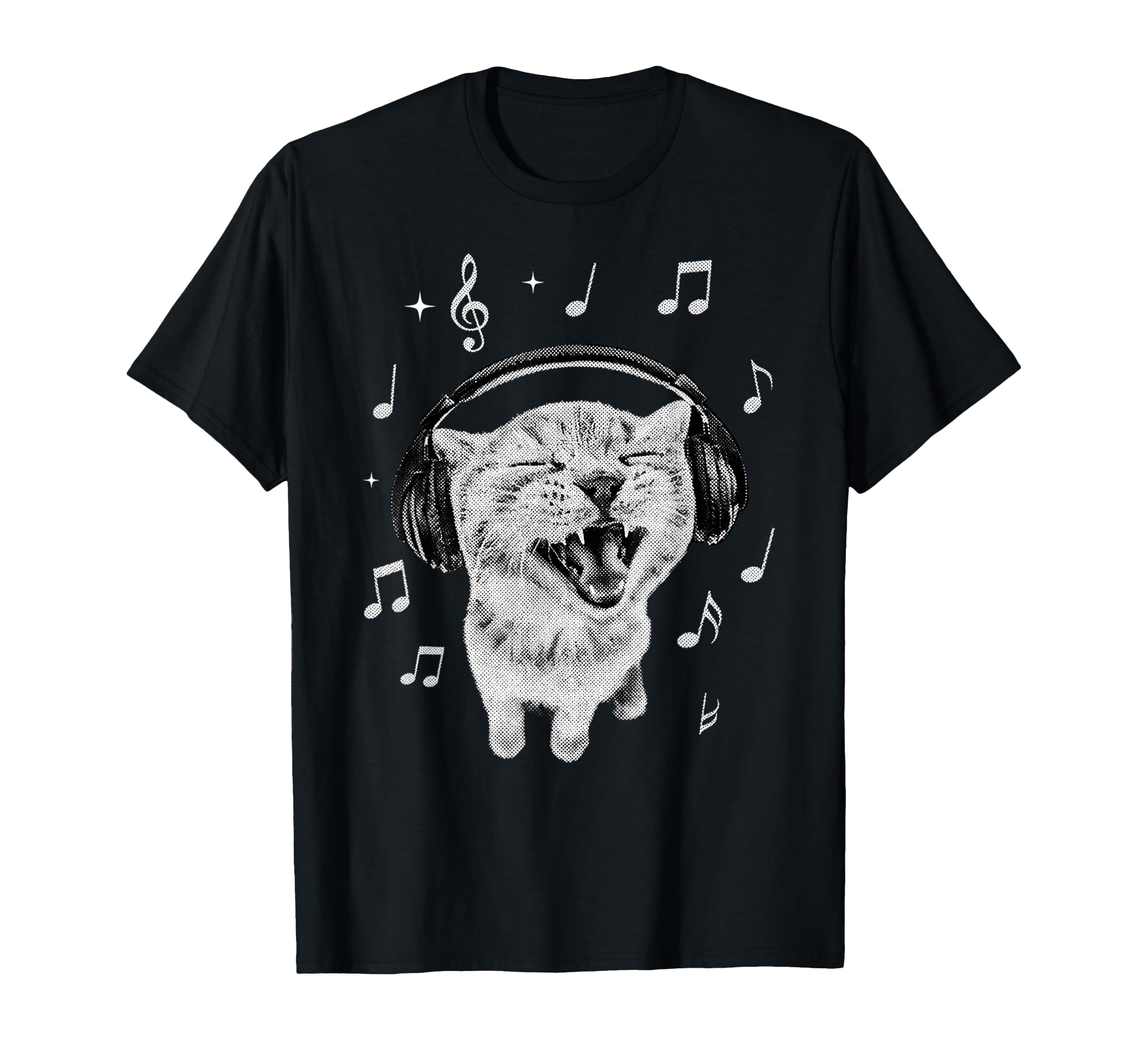 Y2K Cat Funny Singing Cat Headphones T-Shirt - Graphic Print Men Women - T-Shirt, Sweatshirt, Hoodie