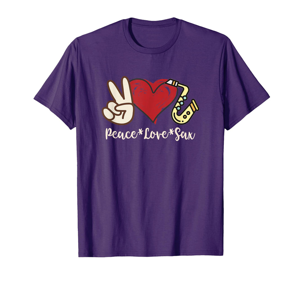 Peace Love Sax Saxophone T-Shirt - Novelty Apparel Men Women - T-Shirt, Sweatshirt, Hoodie