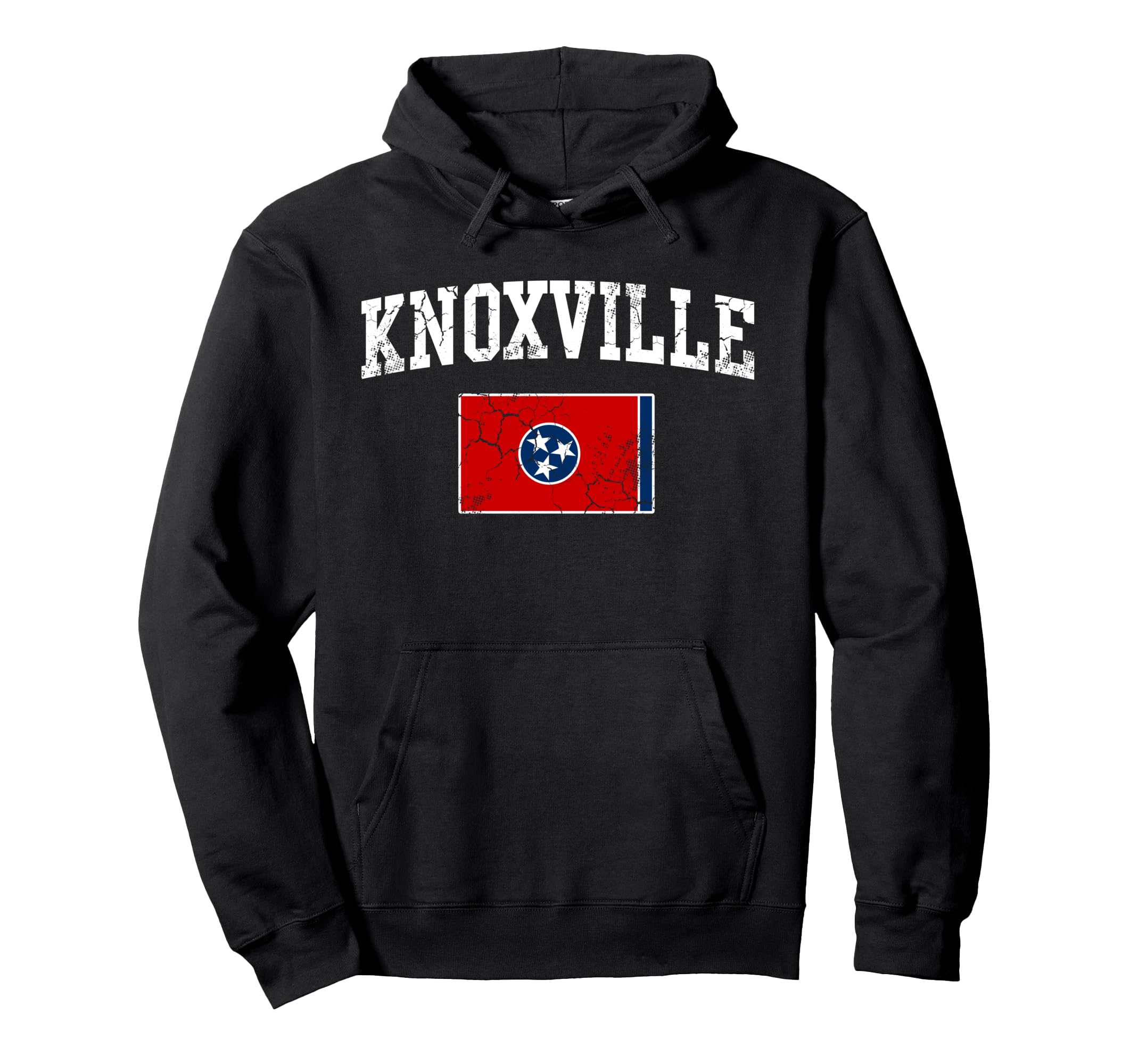 Knoxville Tennessee Flag Distressed Hoodie - Trendy Graphic Unisex - T-Shirt, Sweatshirt, Hoodie
