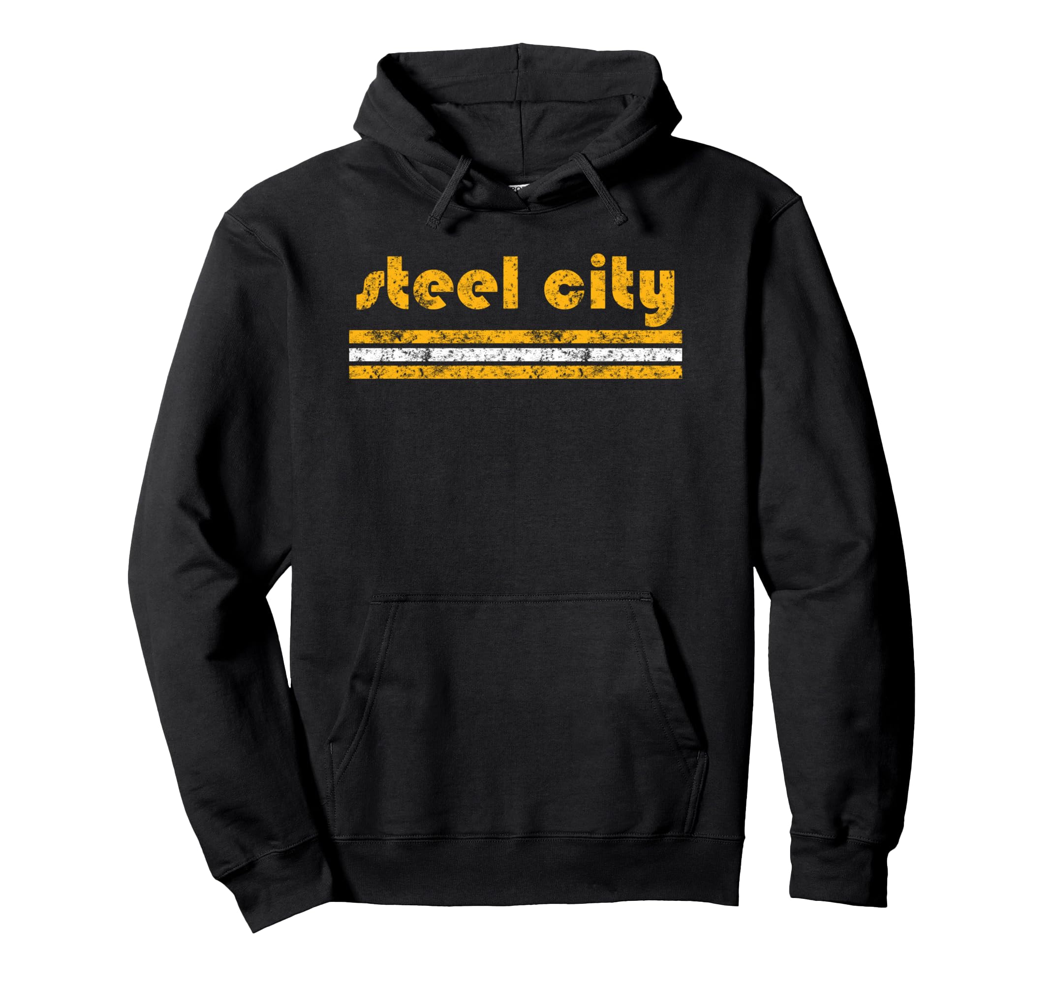 Pittsburgh Three Stripe Weathered Steel Hoodie - Fun Novelty Design Unisex - T-Shirt, Sweatshirt, Hoodie