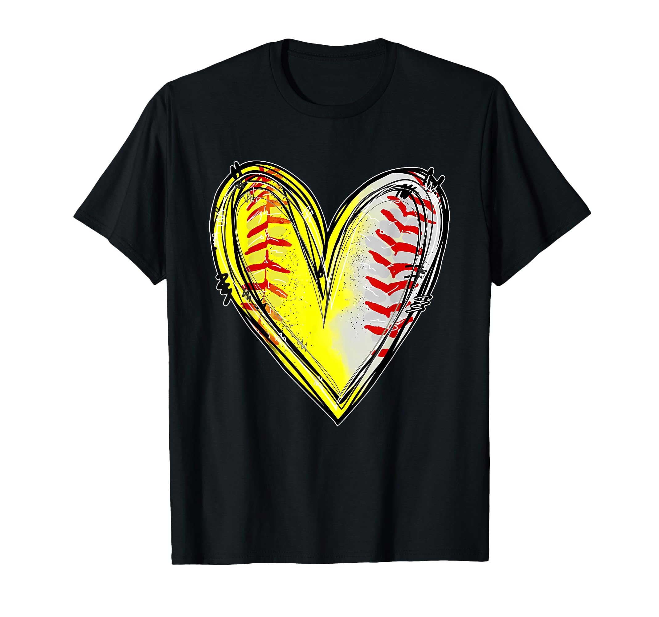 Heart Funny Game Day Baseball Softball T-Shirt - Graphic Print Men Women - T-Shirt, Sweatshirt, Hoodie