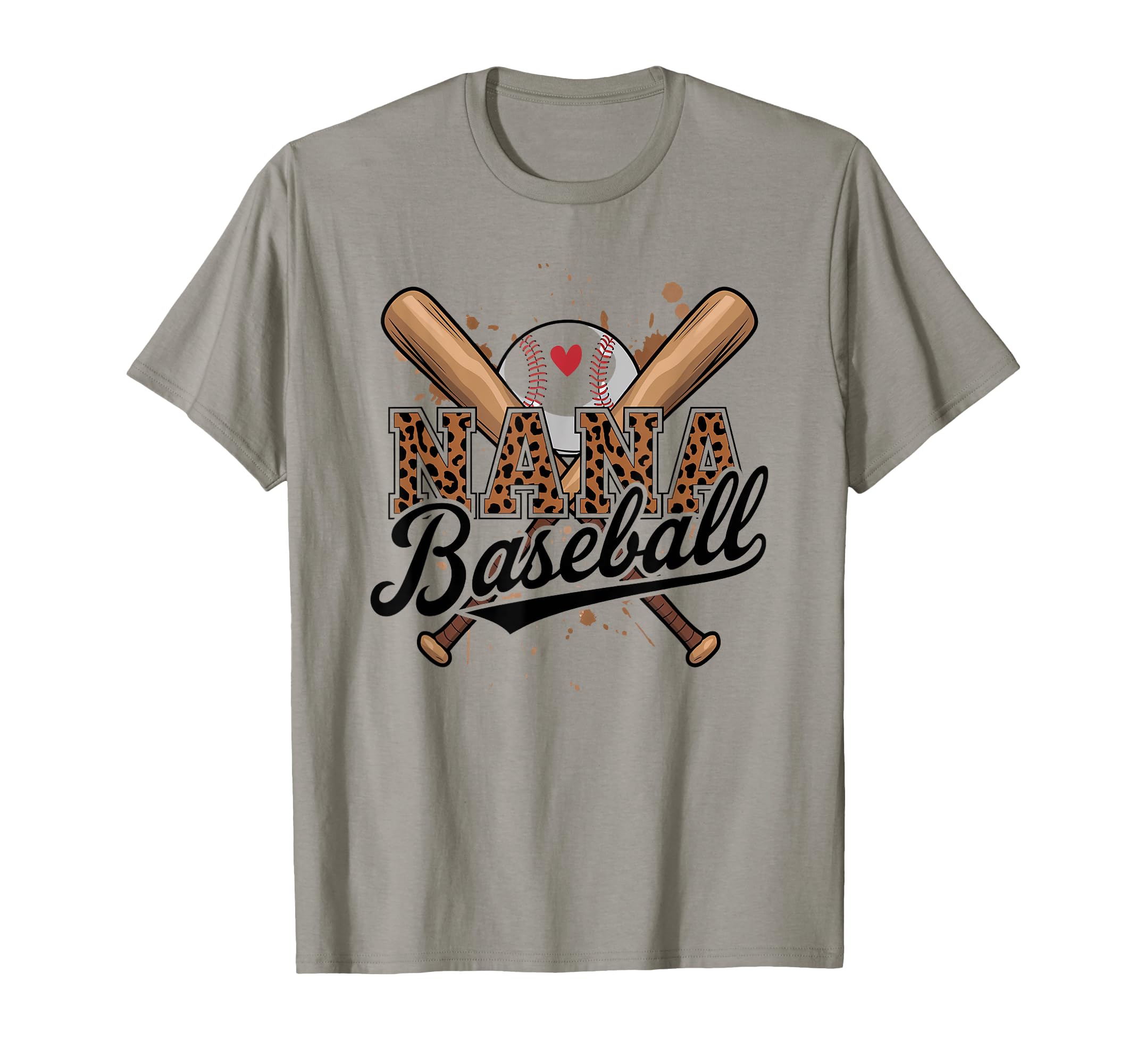 Baseball Nana Cheetah Crossed Bats T-Shirt - Trendy Graphic Men Women - T-Shirt, Sweatshirt, Hoodie